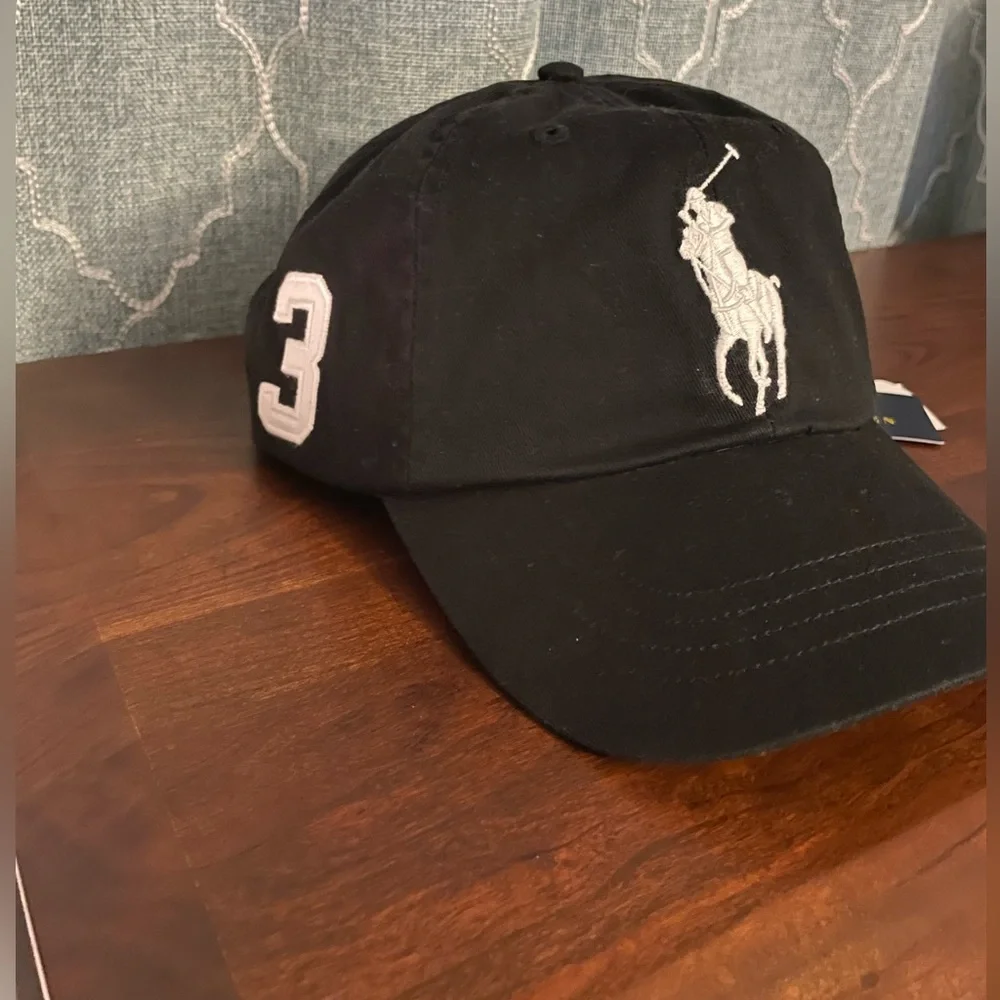 NWT Polo Ralph Lauren Big Pony Chino Ball Cap/Hat. Black/White. OS - Picture 4 of 12